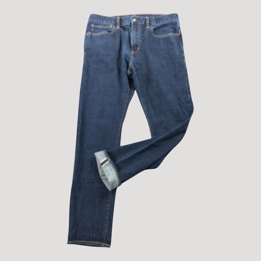 J. Crew Driggs Selvedge Denim Jeans Mens 33x30 Dark Indigo Slim 100% Cotton